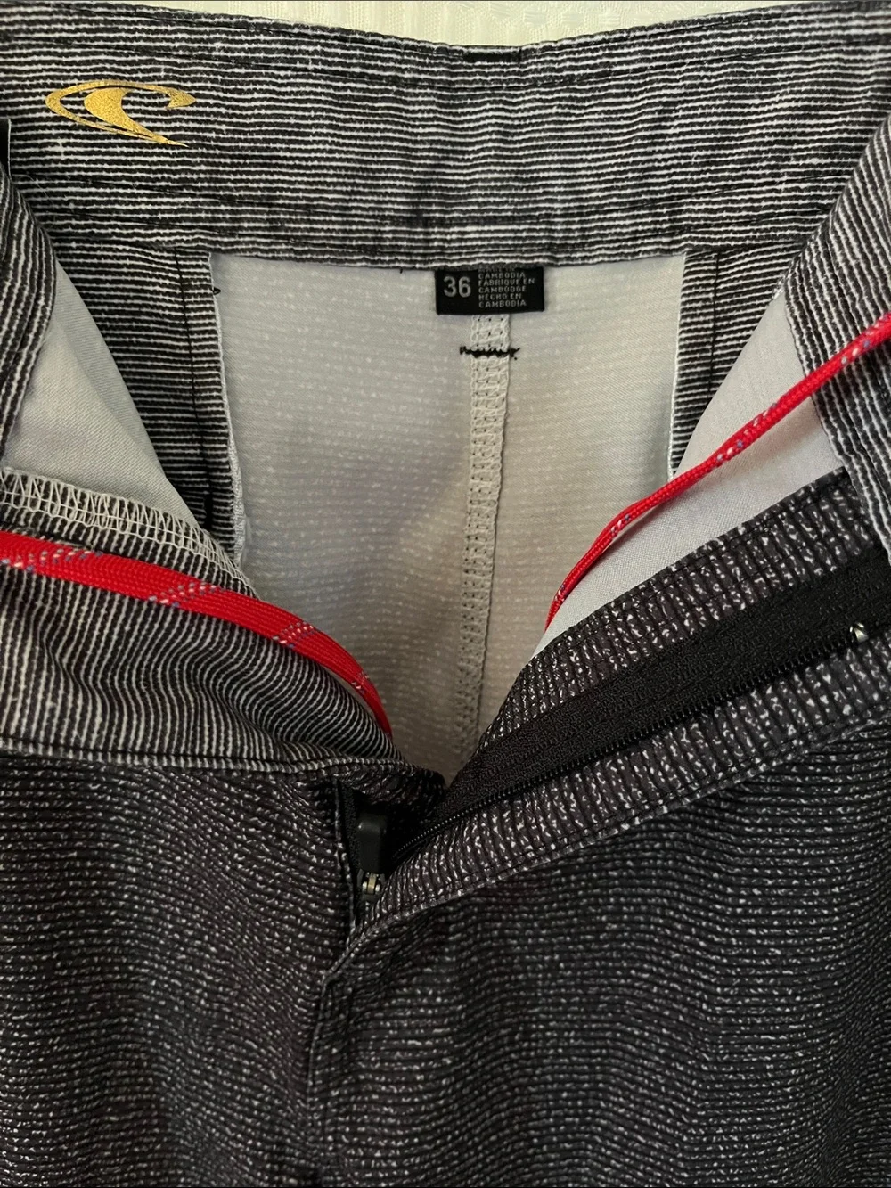 O'Neill Hybrid Stretch Walk Shorts Gray Black Stripe Size 36 Performance
